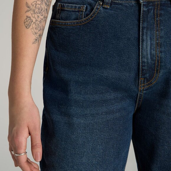 American Tall Emma High Rise Relaxed Tapered Tall Women's Jeans in Faded Dark In - Picture 2 of 3